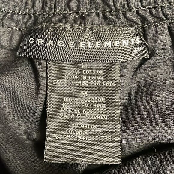 GRACE ELEMENTS Ladies Black Elastic Waist Pleated Ruffled Hemline Skirt SZ Med - Picture 7 of 8